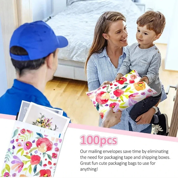 100 Pack Poly Mailers 10x13, Cute Packaging Envelope Mailers Polymailers Pack - Picture 6 of 6